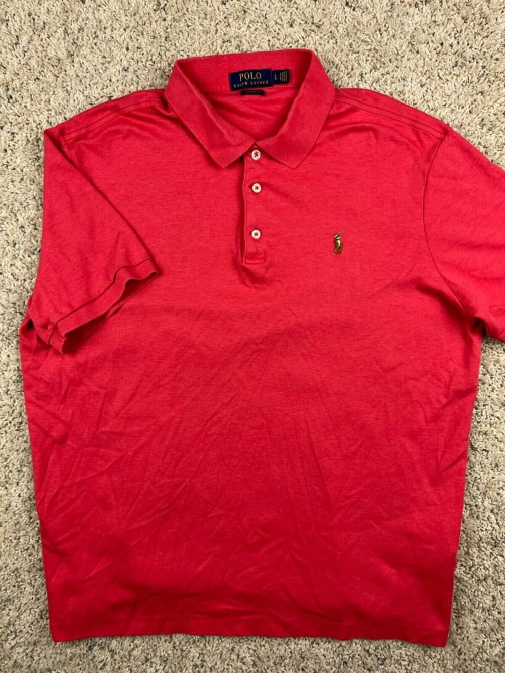 Polo Ralph Lauren Polo Shirt Mens Large Classic Fit Short Sleeve Pinkish Red